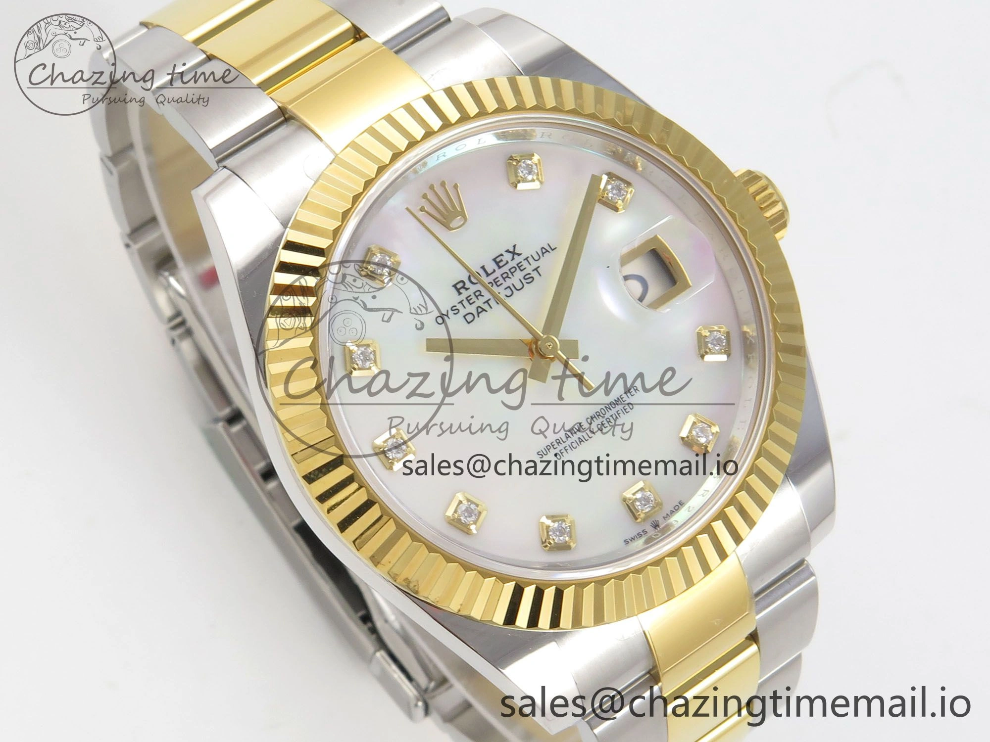 DateJust 41 126333 SS YG ARF 1:1 Best Edition White MOP Diamonds Dial on Oyster Bracelet SH3235 (Weighted)
