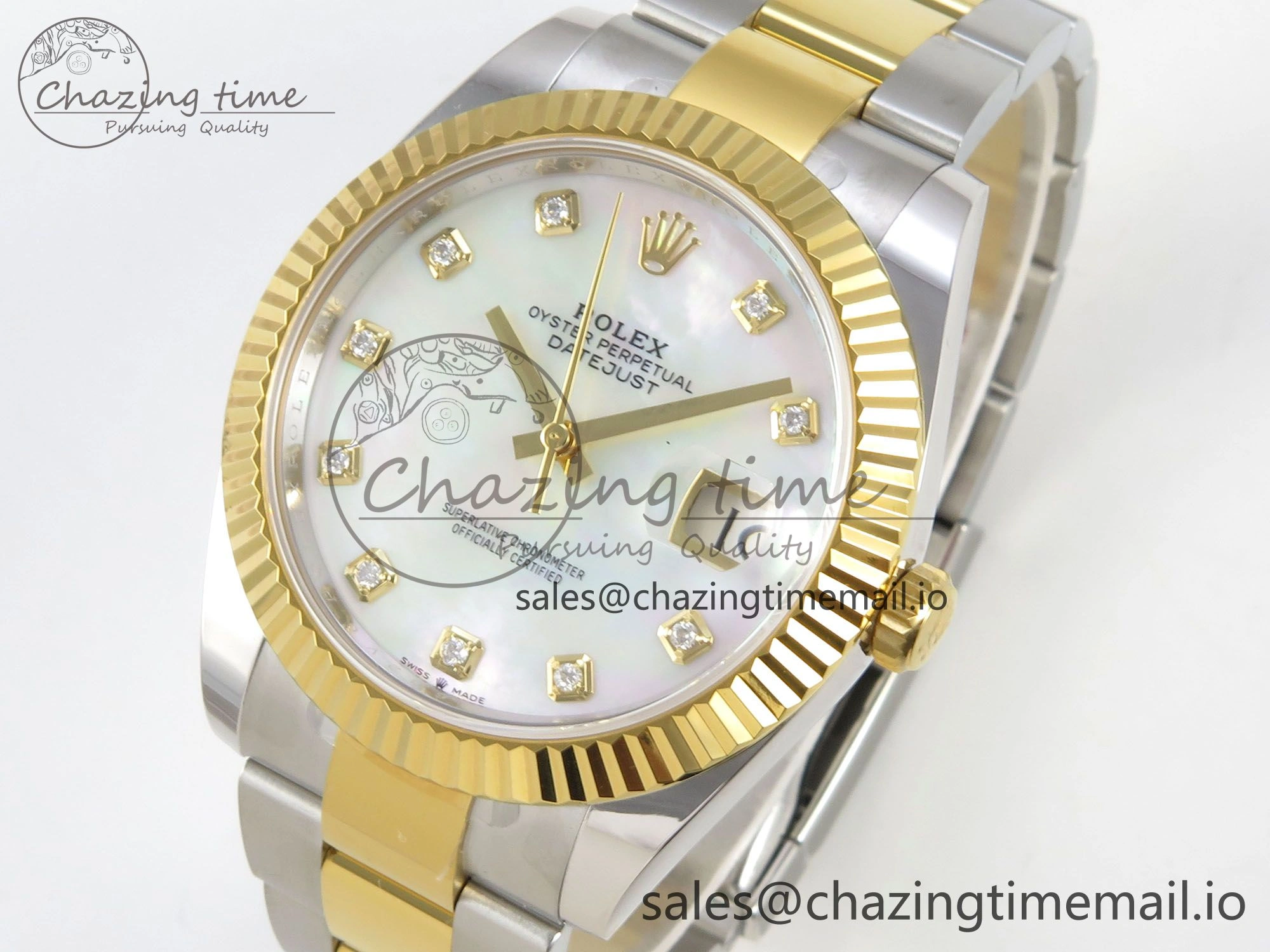 DateJust 41 126333 SS YG ARF 1:1 Best Edition White MOP Diamonds Dial on Oyster Bracelet SH3235 (Weighted)