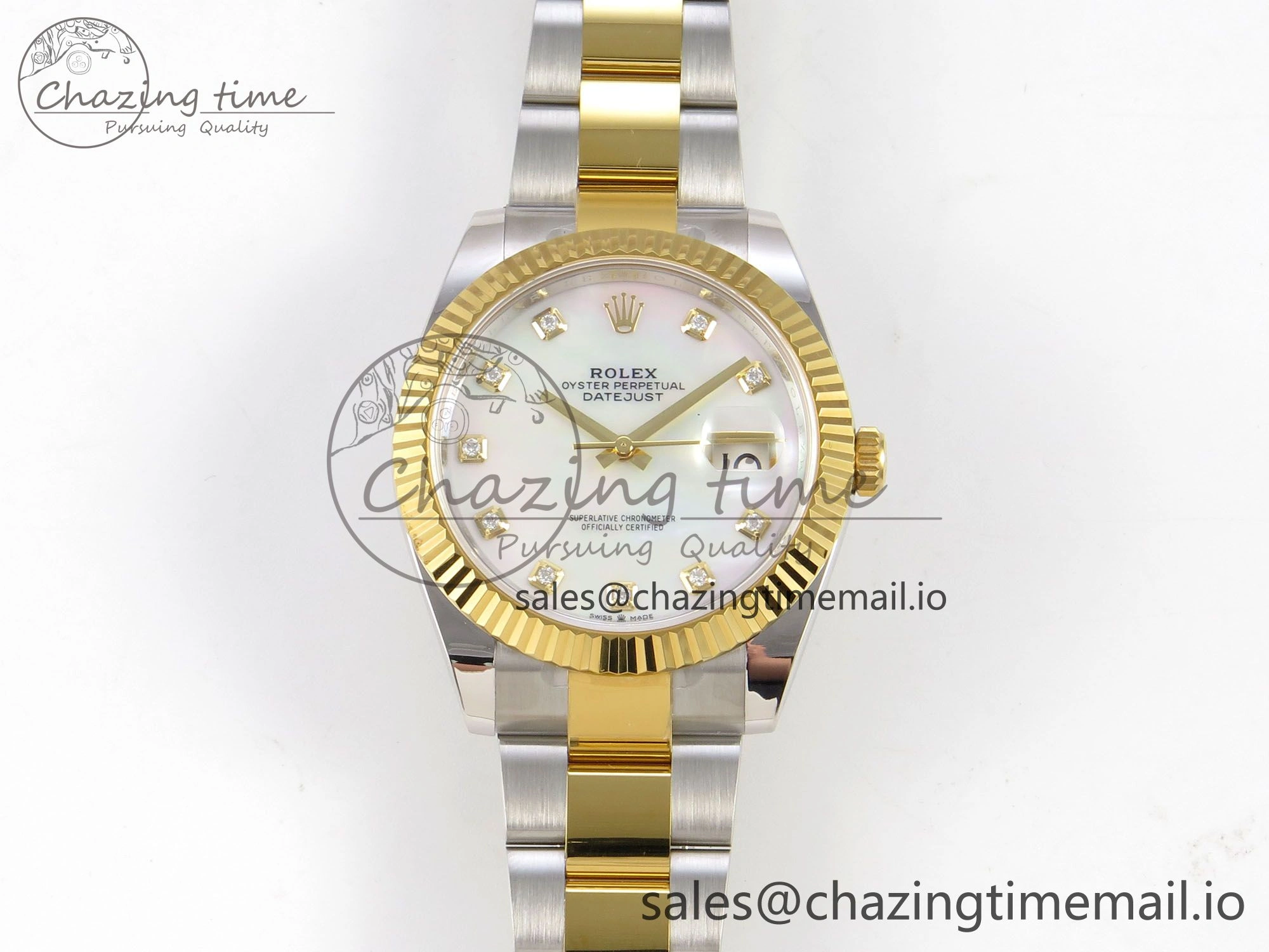 DateJust 41 126333 SS YG ARF 1:1 Best Edition White MOP Diamonds Dial on Oyster Bracelet SH3235 (Weighted)