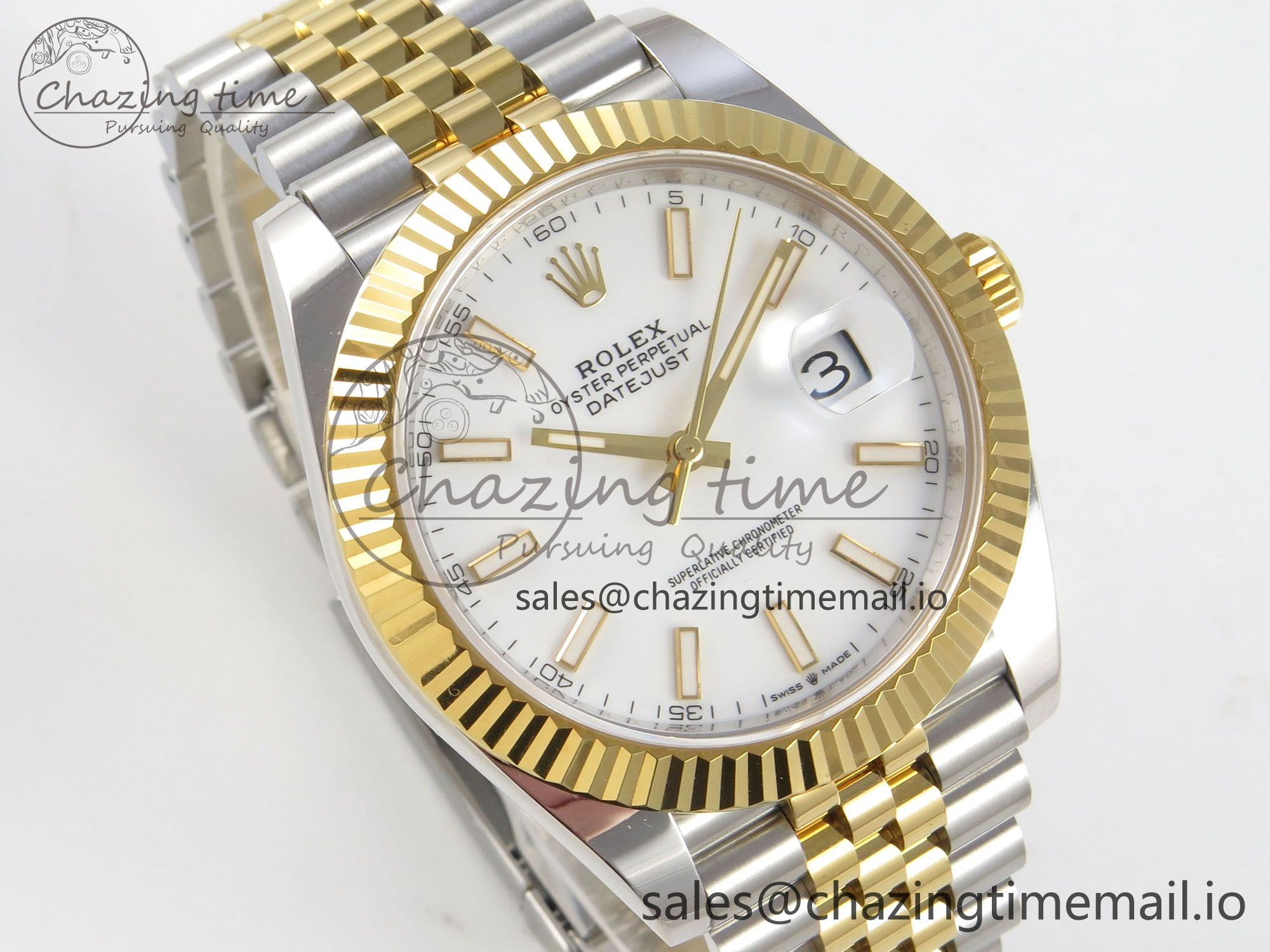 DateJust 41 126333 SS YG ARF 1:1 Best Edition White Stick Dial on Jubilee Bracelet SH3235 (Weighted)