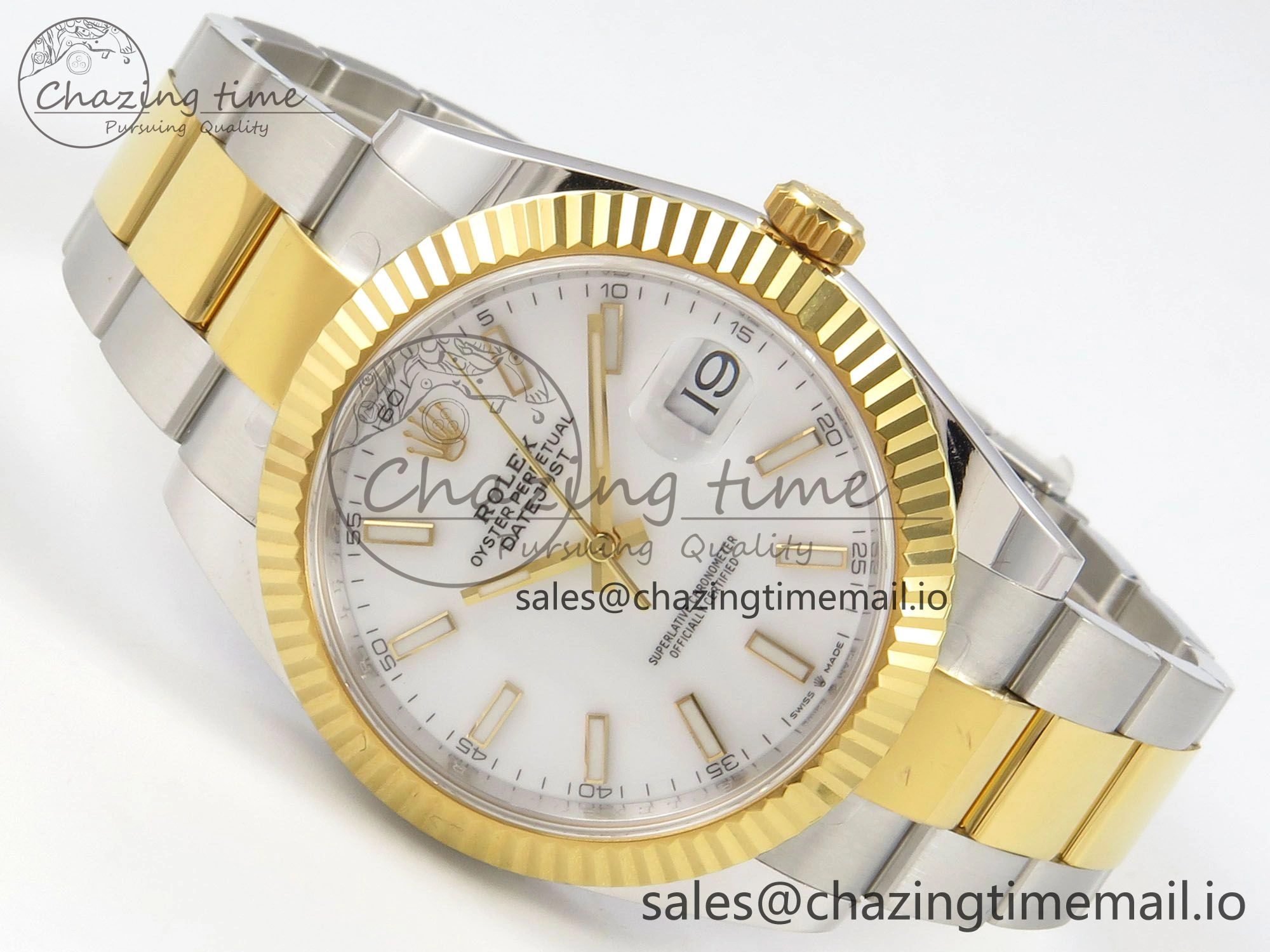 DateJust 41 126333 SS YG ARF 1:1 Best Edition White Stick Dial on Oyster Bracelet SH3235 (Weighted)