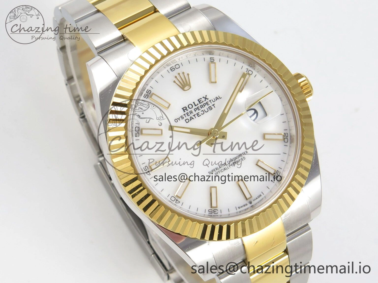 DateJust 41 126333 SS YG ARF 1:1 Best Edition White Stick Dial on Oyster Bracelet SH3235 (Weighted)