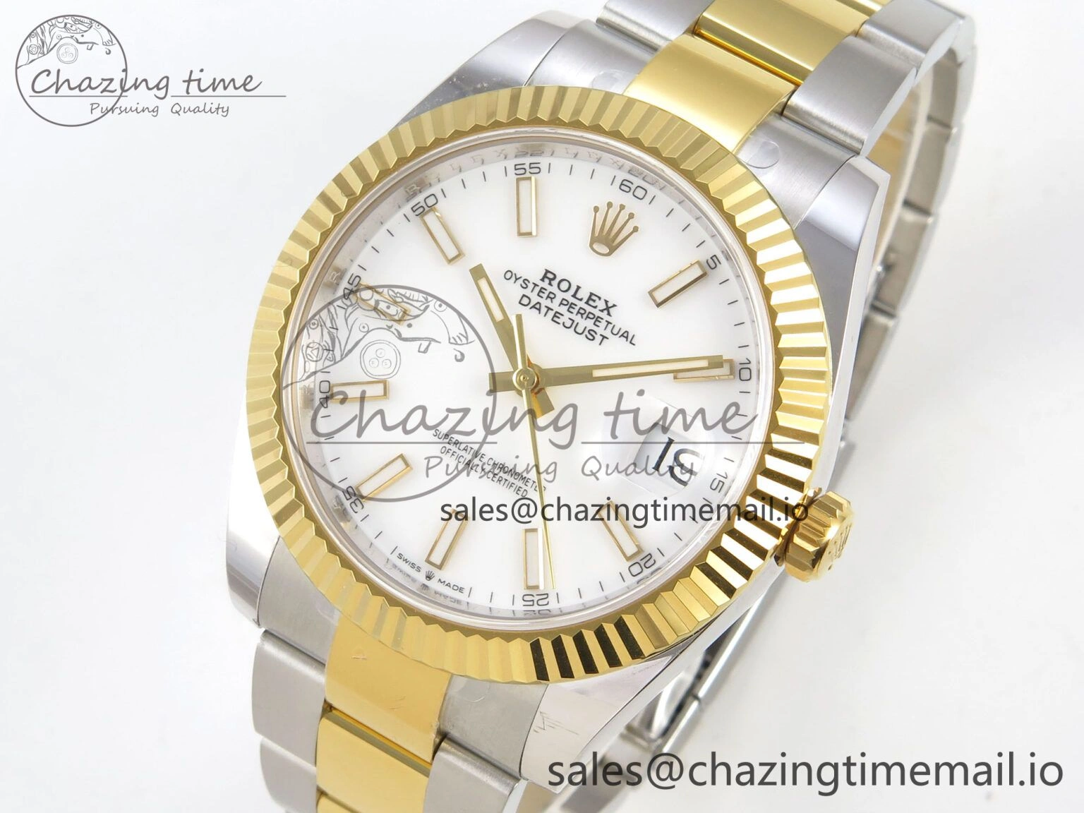 DateJust 41 126333 SS YG ARF 1:1 Best Edition White Stick Dial on Oyster Bracelet SH3235 (Weighted)