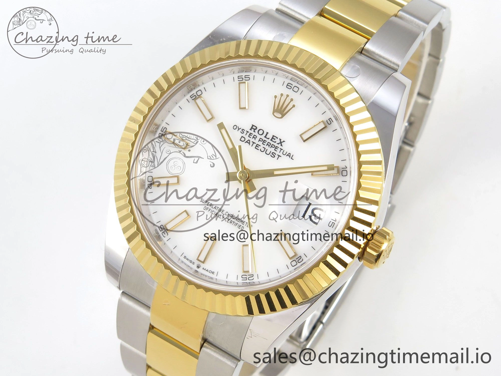 DateJust 41 126333 SS YG ARF 1:1 Best Edition White Stick Dial on Oyster Bracelet SH3235 (Weighted)