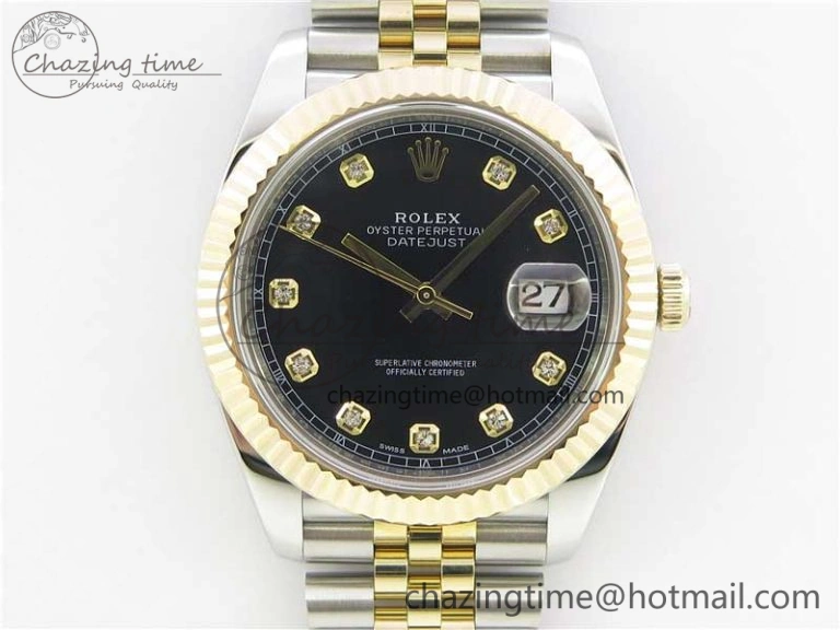 DateJust 41 126333 SS YG Wrapped WWF Best Edition Black Crystals Makers Dial on SS YG Wrapped Jubilee Bracelet A2836
