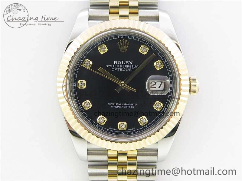 DateJust 41 126333 SS YG Wrapped WWF Best Edition Black Crystals Makers Dial on SS YG Wrapped Jubilee Bracelet A2836