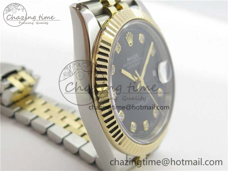 DateJust 41 126333 SS YG Wrapped WWF Best Edition Black Crystals Makers Dial on SS YG Wrapped Jubilee Bracelet A2836