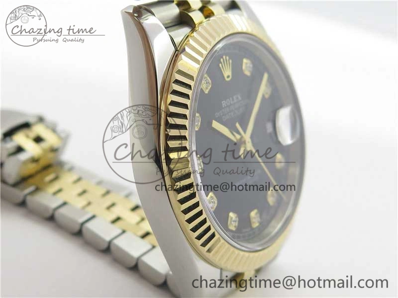 DateJust 41 126333 SS YG Wrapped WWF Best Edition Black Crystals Makers Dial on SS YG Wrapped Jubilee Bracelet A2836