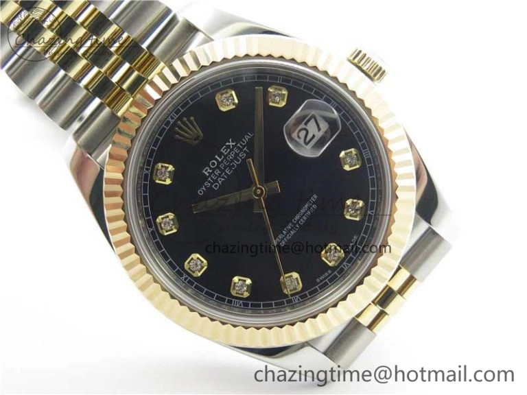 DateJust 41 126333 SS YG Wrapped WWF Best Edition Black Crystals Makers Dial on SS YG Wrapped Jubilee Bracelet A2836