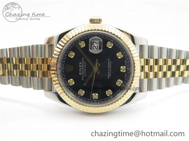 DateJust 41 126333 SS YG Wrapped WWF Best Edition Black Crystals Makers Dial on SS YG Wrapped Jubilee Bracelet A2836