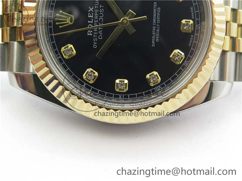 DateJust 41 126333 SS YG Wrapped WWF Best Edition Black Crystals Makers Dial on SS YG Wrapped Jubilee Bracelet A2836