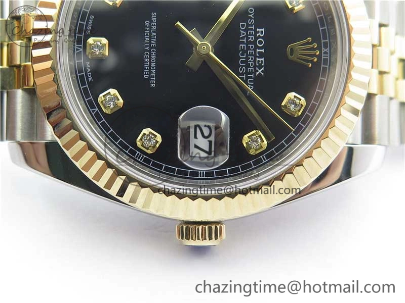 DateJust 41 126333 SS YG Wrapped WWF Best Edition Black Crystals Makers Dial on SS YG Wrapped Jubilee Bracelet A2836