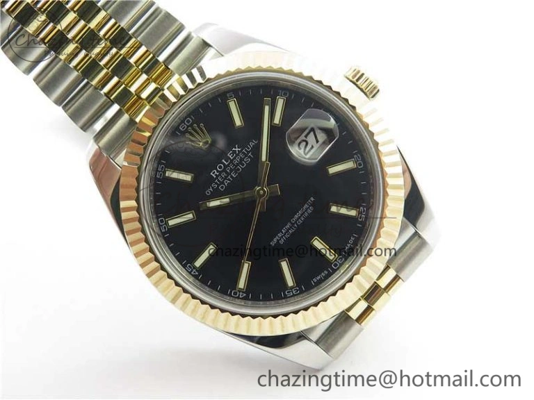 DateJust 41 126333 SS YG Wrapped WWF Best Edition Black Sticks Makers Dial on SS YG Wrapped Jubilee Bracelet A2836