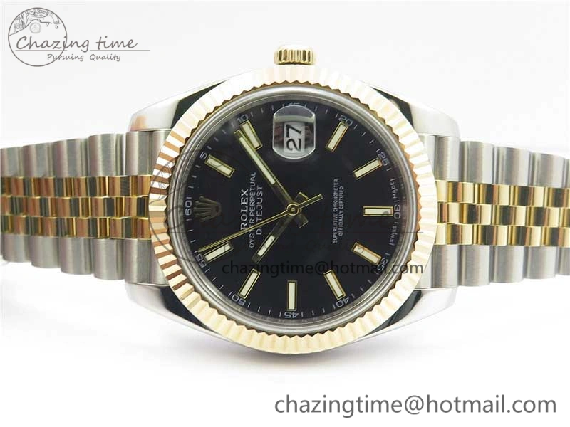 DateJust 41 126333 SS YG Wrapped WWF Best Edition Black Sticks Makers Dial on SS YG Wrapped Jubilee Bracelet A2836