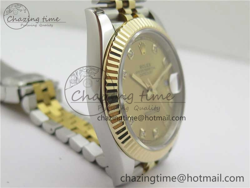 DateJust 41 126333 Wrapped SS YG 3AF 1:1 Best Edition YG Dial Crystal Markers on Wrapped SS YG Jubilee Bracelet A3235