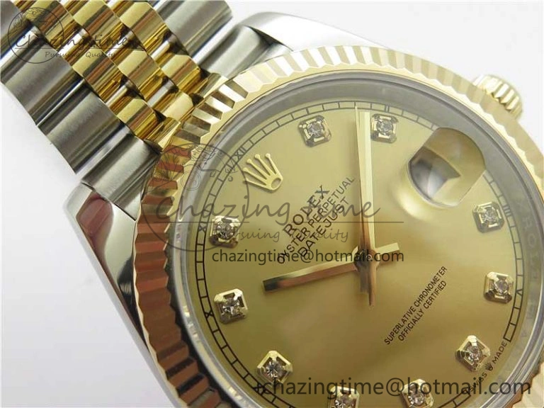 DateJust 41 126333 Wrapped SS YG 3AF 1:1 Best Edition YG Dial Crystal Markers on Wrapped SS YG Jubilee Bracelet A3235