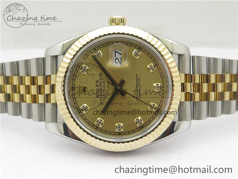 DateJust 41 126333 Wrapped SS YG 3AF 1:1 Best Edition YG Dial Crystal Markers on Wrapped SS YG Jubilee Bracelet A3235
