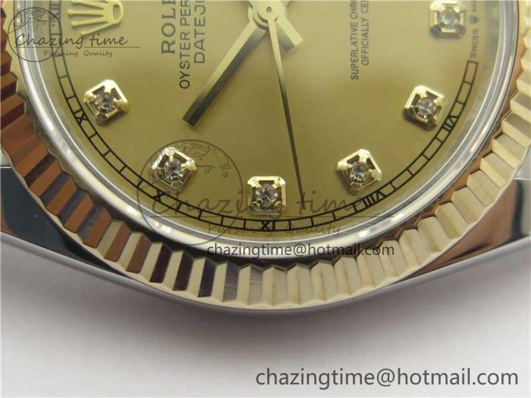 DateJust 41 126333 Wrapped SS YG 3AF 1:1 Best Edition YG Dial Crystal Markers on Wrapped SS YG Jubilee Bracelet A3235
