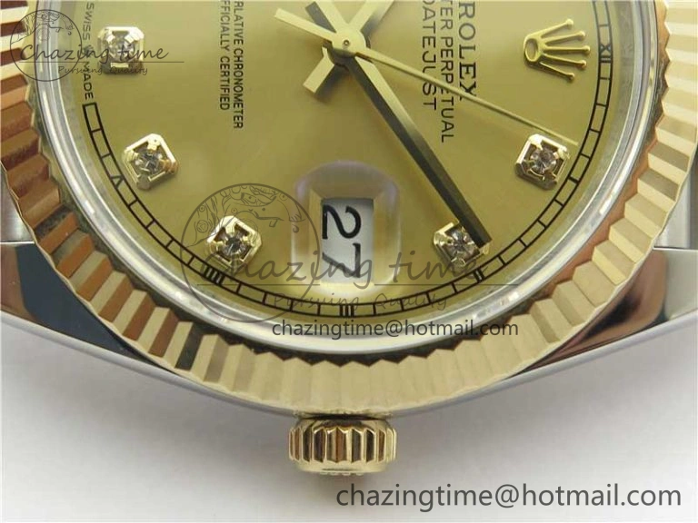 DateJust 41 126333 Wrapped SS YG 3AF 1:1 Best Edition YG Dial Crystal Markers on Wrapped SS YG Jubilee Bracelet A3235