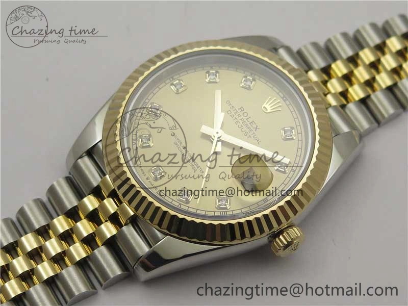 DateJust 41 126333 Wrapped SS YG 3AF 1:1 Best Edition YG Dial Crystal Markers on Wrapped SS YG Jubilee Bracelet A3235