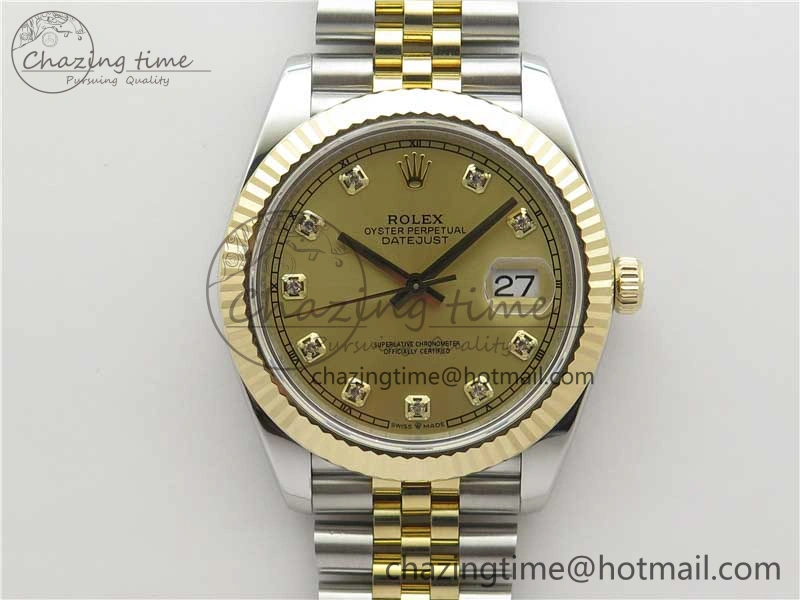 DateJust 41 126333 Wrapped SS YG 3AF 1:1 Best Edition YG Dial Crystal Markers on Wrapped SS YG Jubilee Bracelet A3235