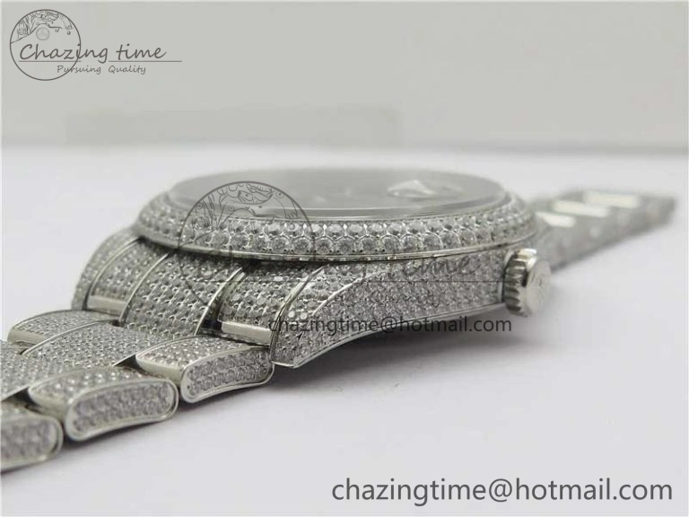 DateJust 41 126334 904 Full Paved Diamonds BP Maker Best Edition Blue Dial on Oyster Bracelet A2824