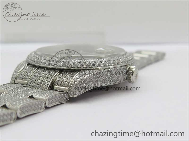 DateJust 41 126334 904 Full Paved Diamonds BP Maker Best Edition Gray Dial on Oyster Bracelet A2824