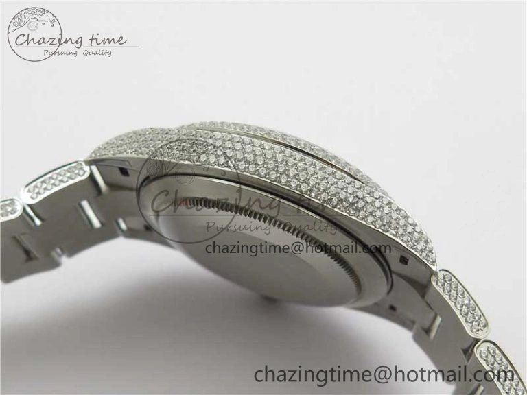 DateJust 41 126334 904 Full Paved Diamonds BP Maker Best Edition Gray Dial on Oyster Bracelet A2824
