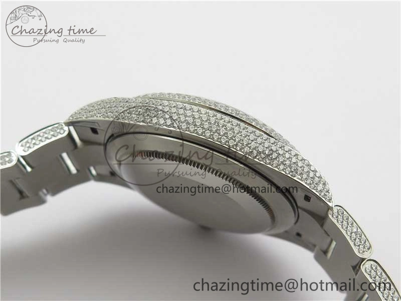 DateJust 41 126334 904 Full Paved Diamonds BP Maker Best Edition Gray Dial on Oyster Bracelet A2824