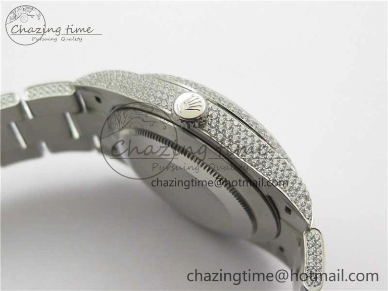 DateJust 41 126334 904 Full Paved Diamonds BP Maker Best Edition Gray Dial on Oyster Bracelet A2824