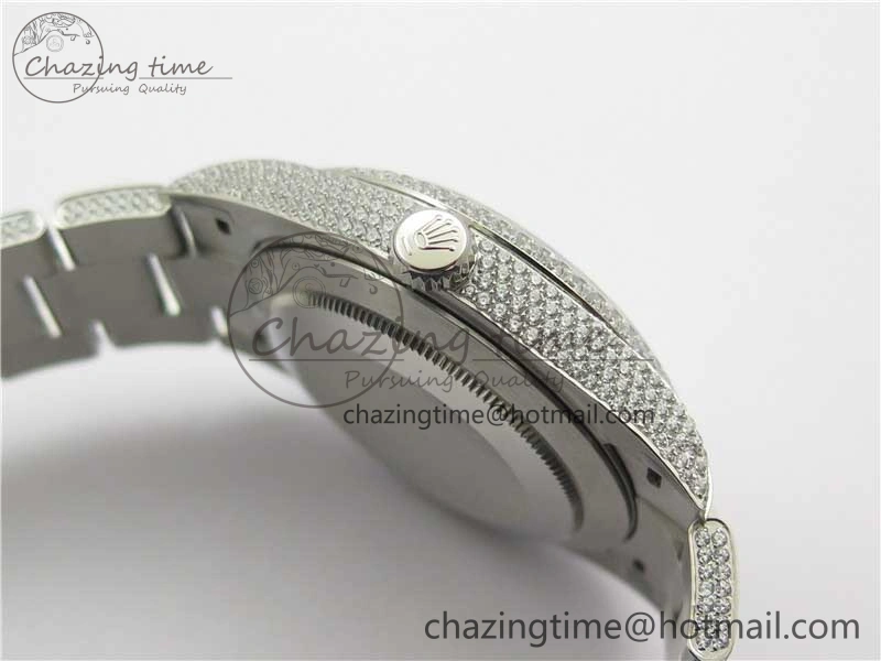 DateJust 41 126334 904 Full Paved Diamonds BP Maker Best Edition Gray Dial on Oyster Bracelet A2824