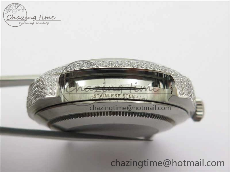 DateJust 41 126334 904 Full Paved Diamonds BP Maker Best Edition Gray Dial on Oyster Bracelet A2824