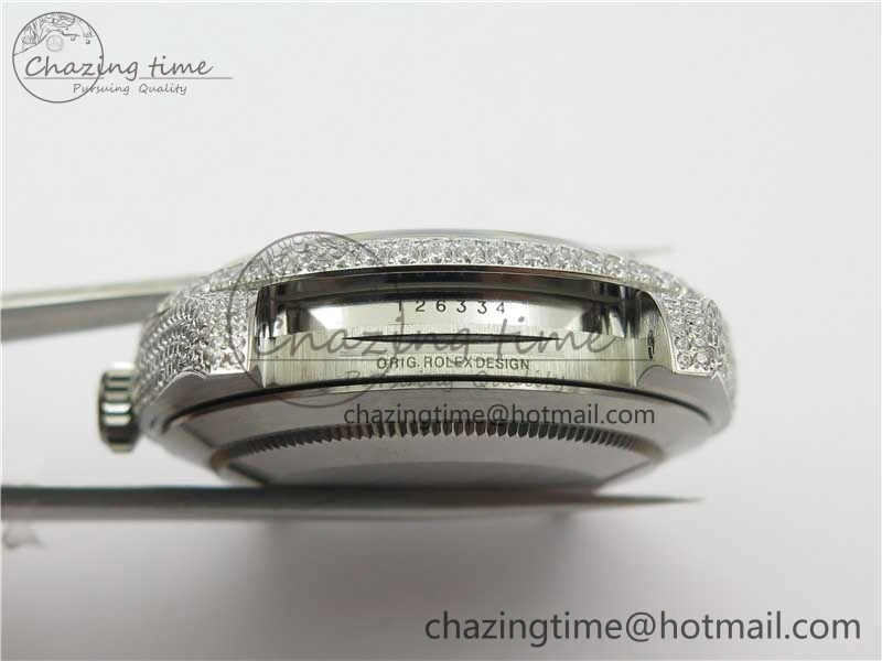 DateJust 41 126334 904 Full Paved Diamonds BP Maker Best Edition Gray Dial on Oyster Bracelet A2824