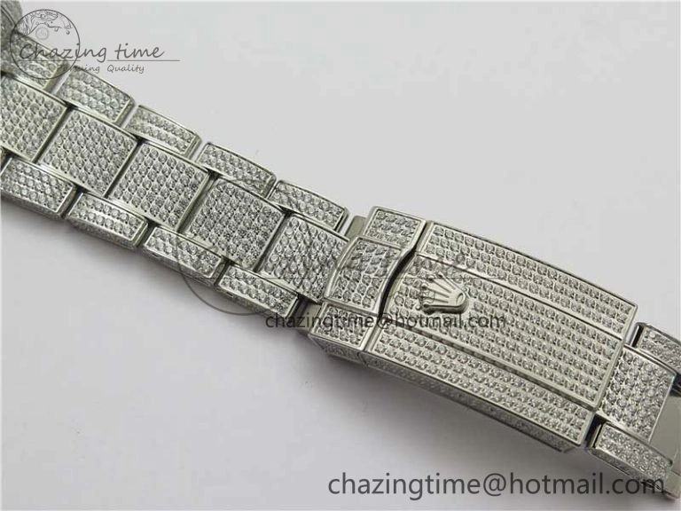 DateJust 41 126334 904 Full Paved Diamonds BP Maker Best Edition Gray Dial on Oyster Bracelet A2824