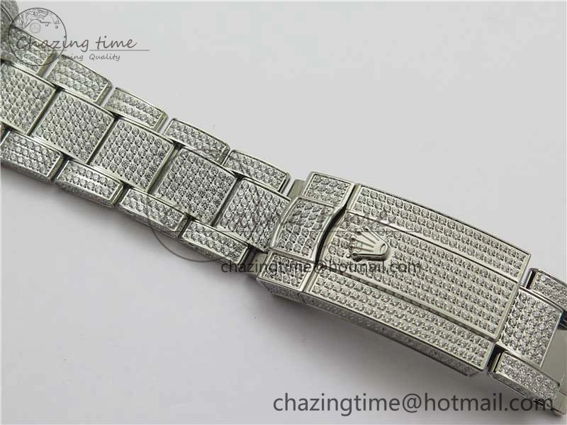 DateJust 41 126334 904 Full Paved Diamonds BP Maker Best Edition Gray Dial on Oyster Bracelet A2824