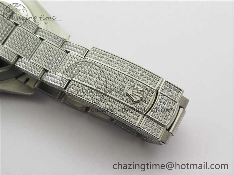DateJust 41 126334 904 Full Paved Diamonds BP Maker Best Edition Gray Dial on Oyster Bracelet A2824