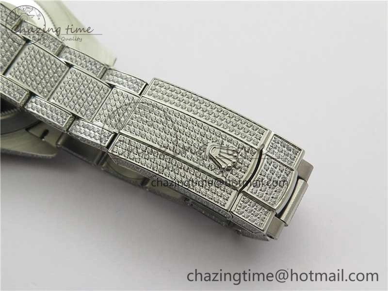 DateJust 41 126334 904 Full Paved Diamonds BP Maker Best Edition Gray Dial on Oyster Bracelet A2824