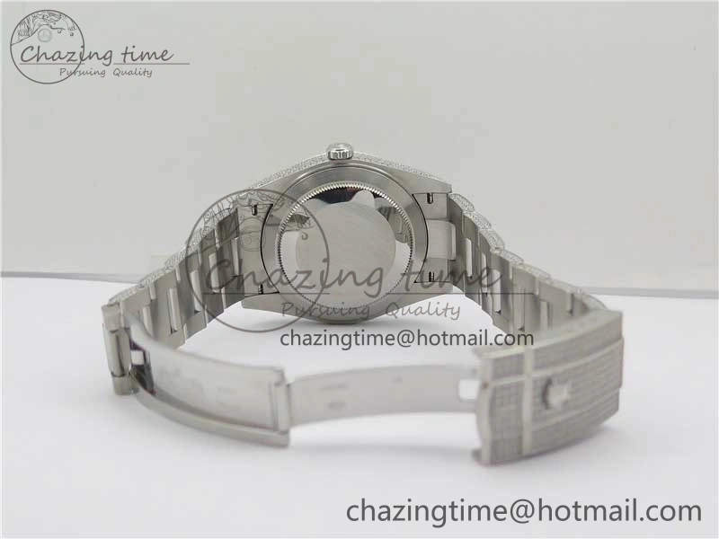DateJust 41 126334 904 Full Paved Diamonds BP Maker Best Edition Gray Dial on Oyster Bracelet A2824