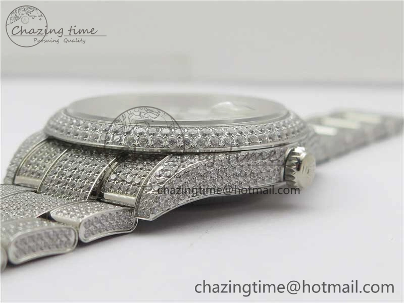 DateJust 41 126334 904 Full Paved Diamonds BP Maker Best Edition White Dial on Oyster Bracelet A2824