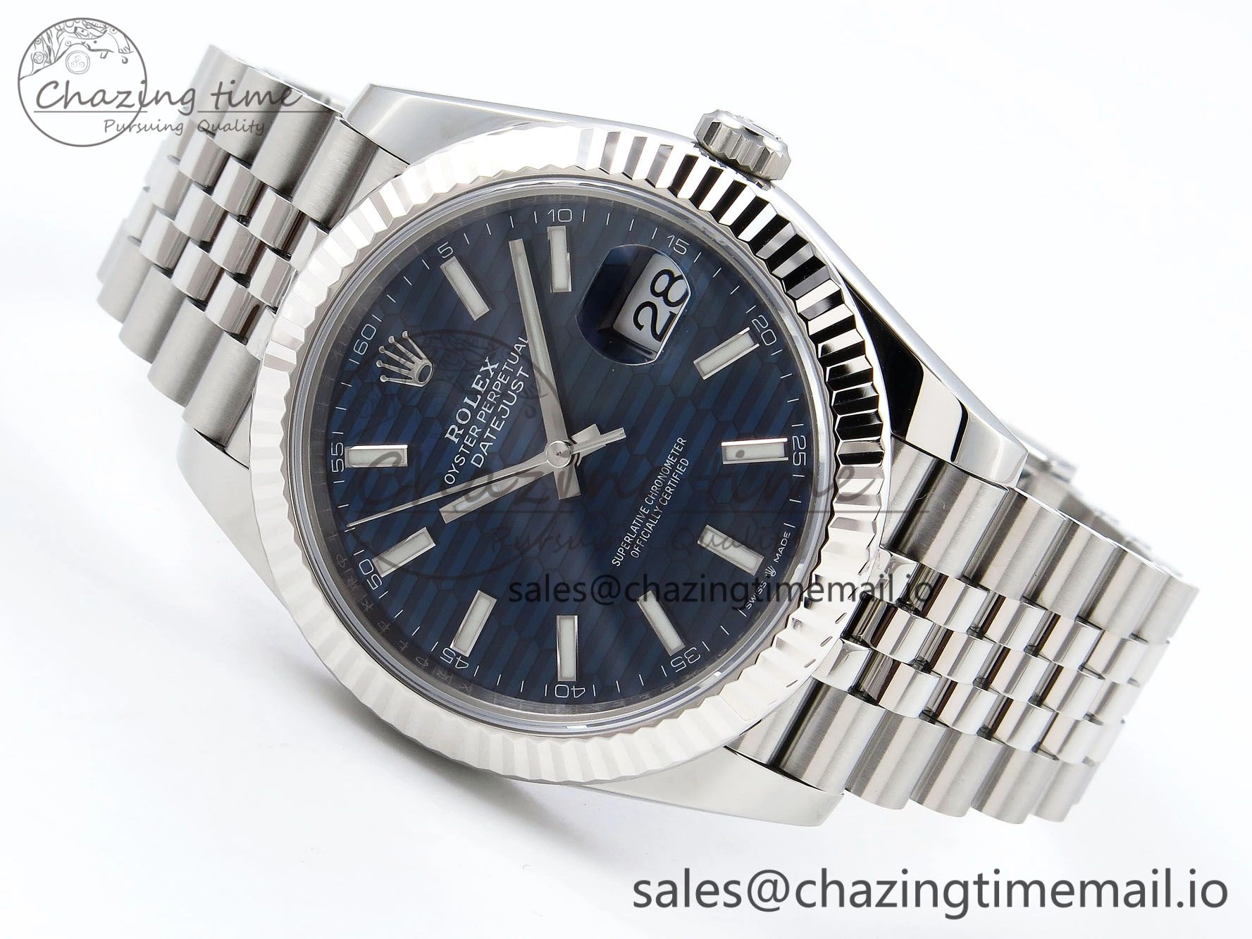 DateJust 41 126334 904L SS VSF 1:1 Best Edition Blue Textured Dial on Jubilee Bracelet VS3235