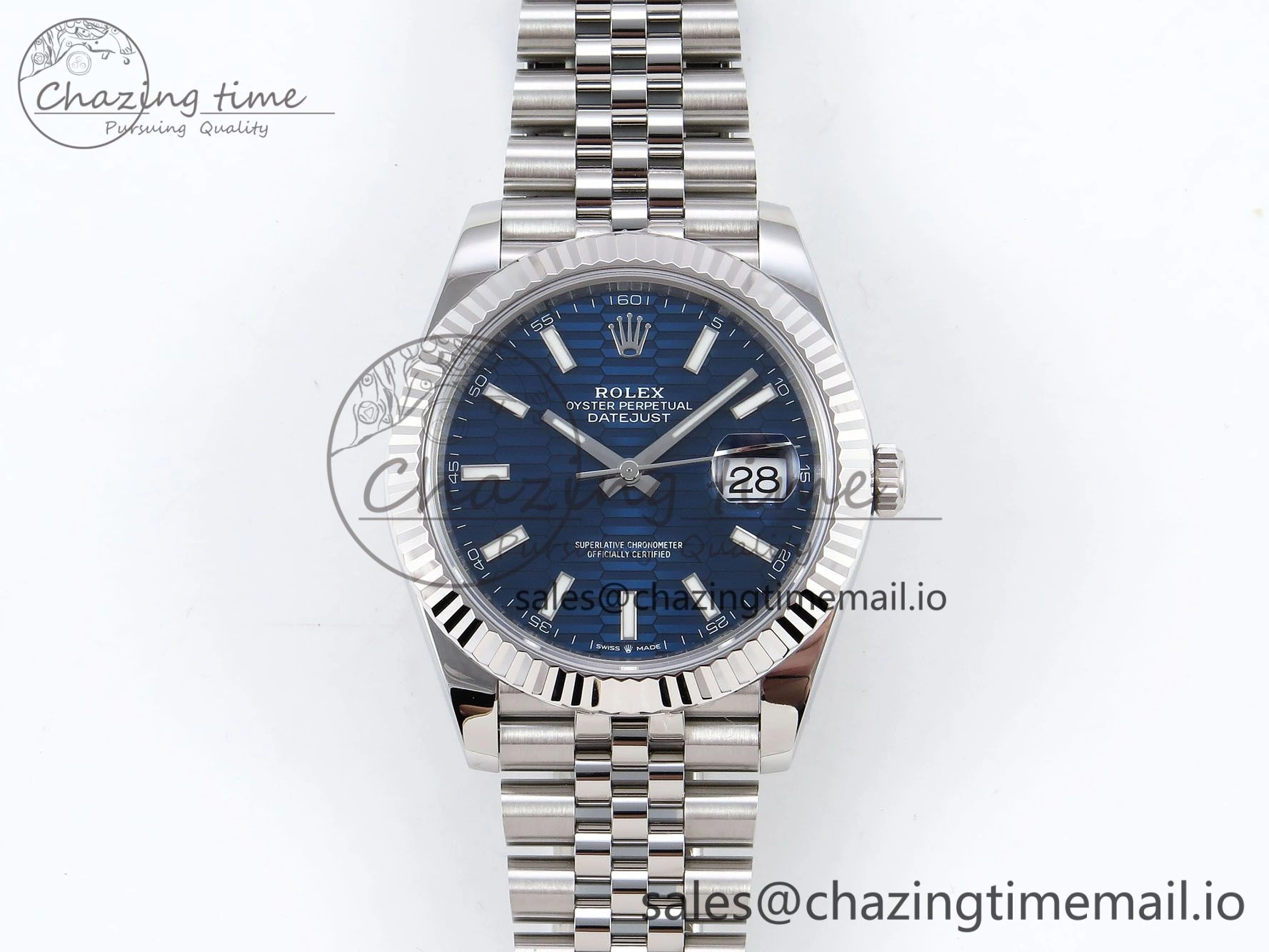 DateJust 41 126334 904L SS VSF 1:1 Best Edition Blue Textured Dial on Jubilee Bracelet VS3235
