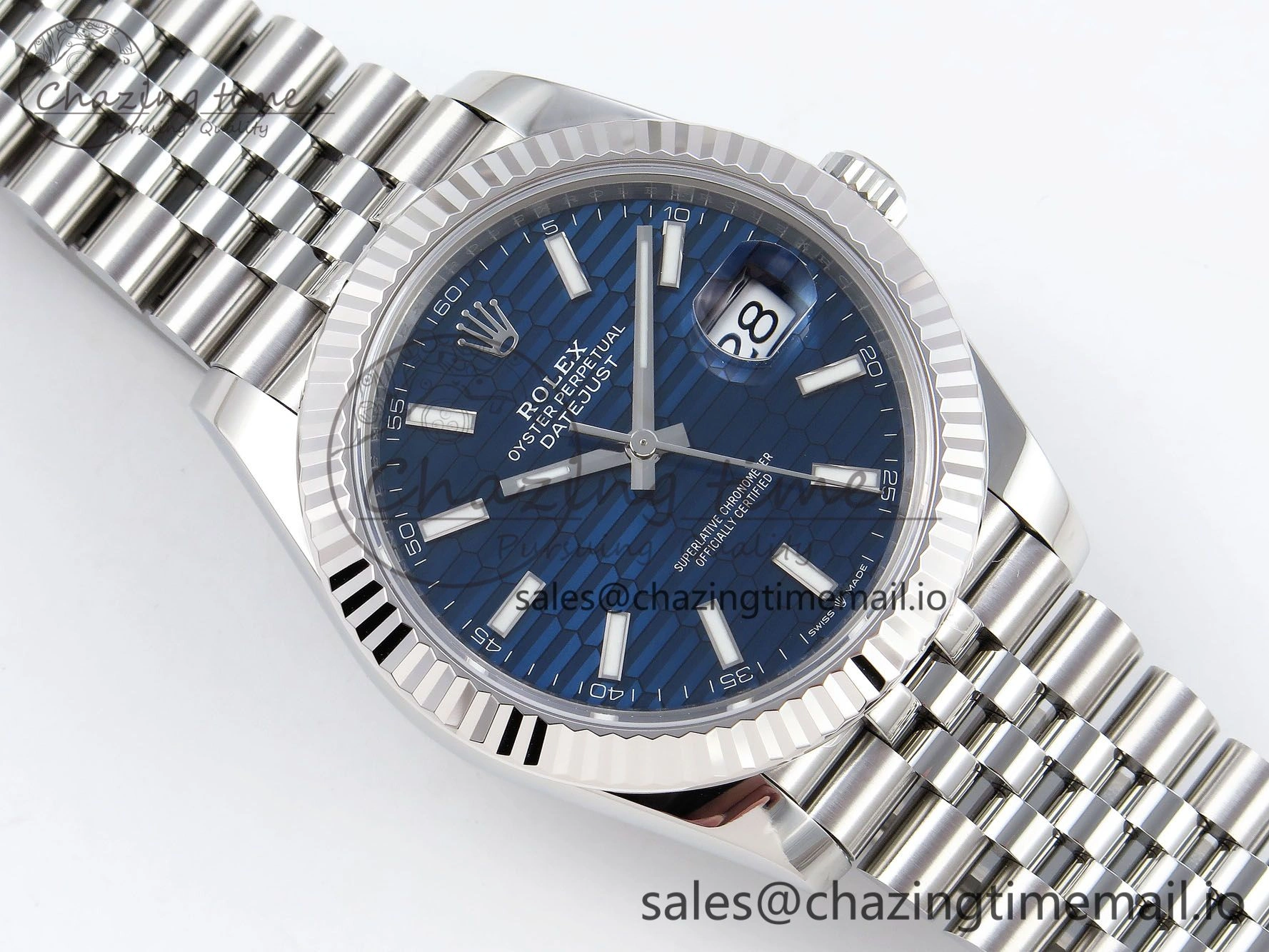 DateJust 41 126334 904L SS VSF 1:1 Best Edition Blue Textured Dial on Jubilee Bracelet VS3235