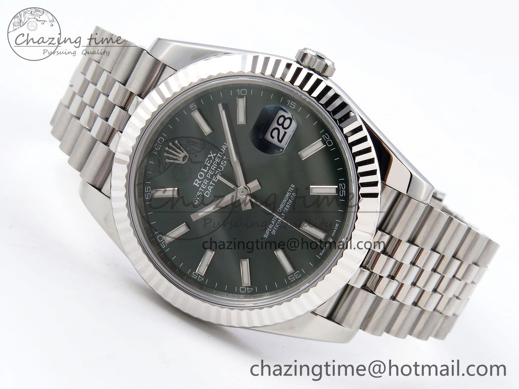 DateJust 41 126334 904L SS VSF 1:1 Best Edition Green Dial on Jubilee Bracelet VS3235