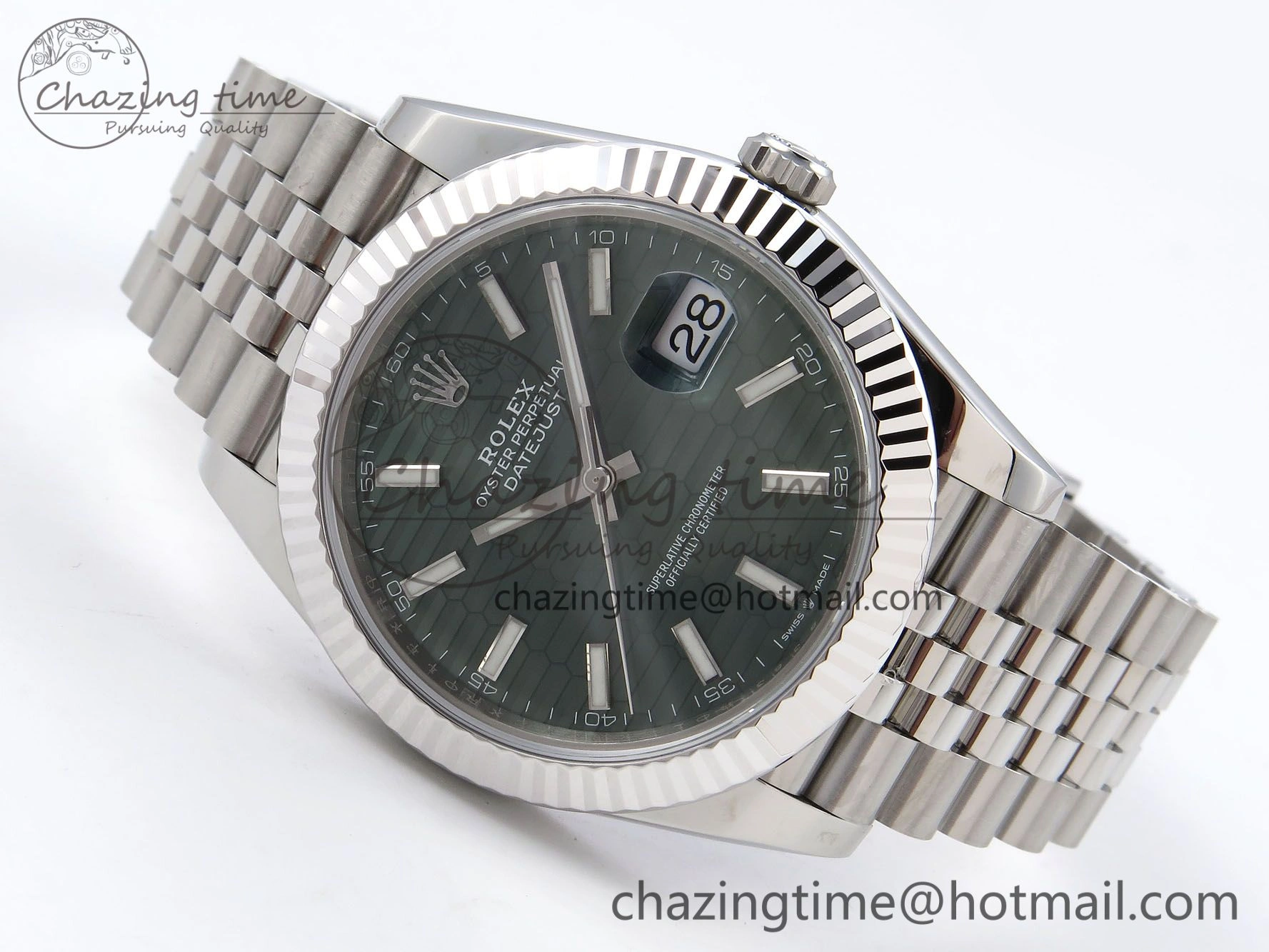 DateJust 41 126334 904L SS VSF 1:1 Best Edition Green Textured Dial on Jubilee Bracelet VS3235