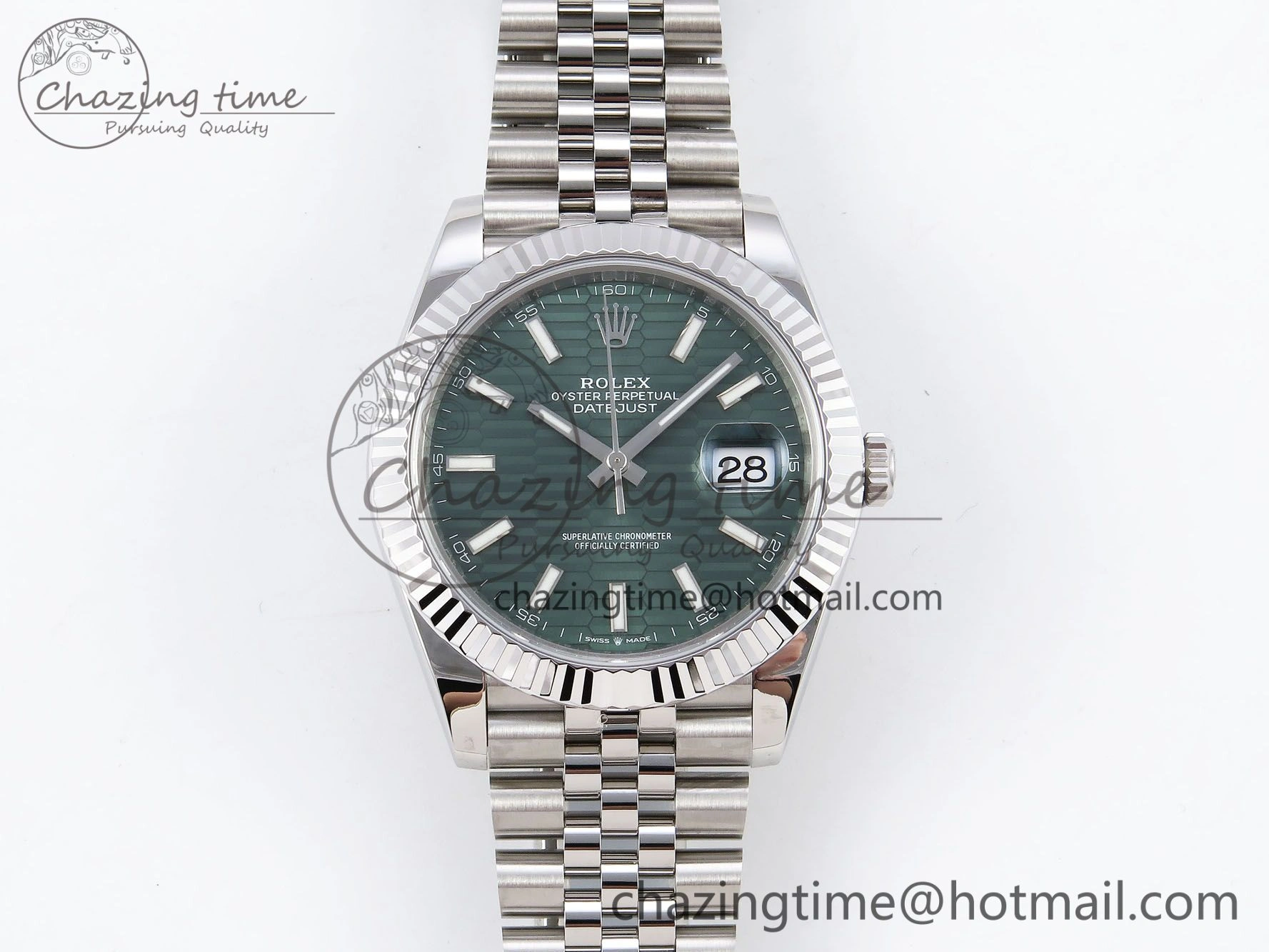 DateJust 41 126334 904L SS VSF 1:1 Best Edition Green Textured Dial on Jubilee Bracelet VS3235