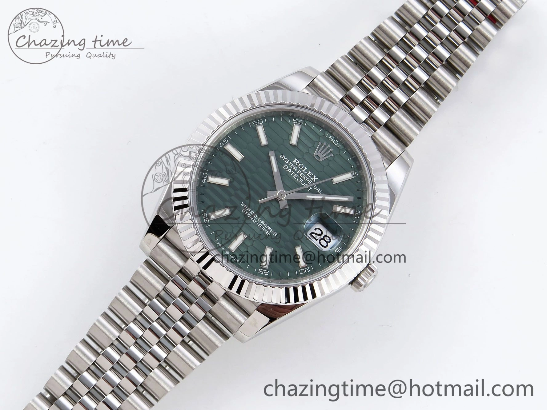 DateJust 41 126334 904L SS VSF 1:1 Best Edition Green Textured Dial on Jubilee Bracelet VS3235