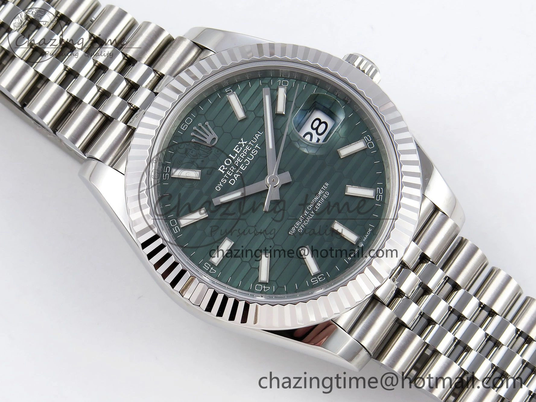 DateJust 41 126334 904L SS VSF 1:1 Best Edition Green Textured Dial on Jubilee Bracelet VS3235
