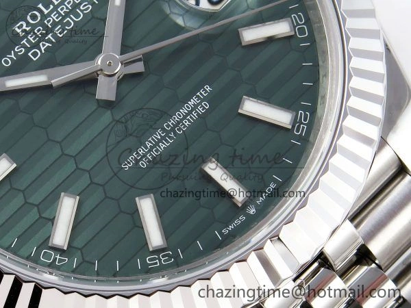 DateJust 41 126334 904L SS VSF 1:1 Best Edition Green Textured Dial on Jubilee Bracelet VS3235