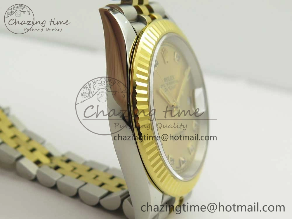 DateJust 41 126334 904L SS YG DJF 1:1 Best Edition Gold Dial Diamond Markers on SS YG Jubilee Bracelet A2824
