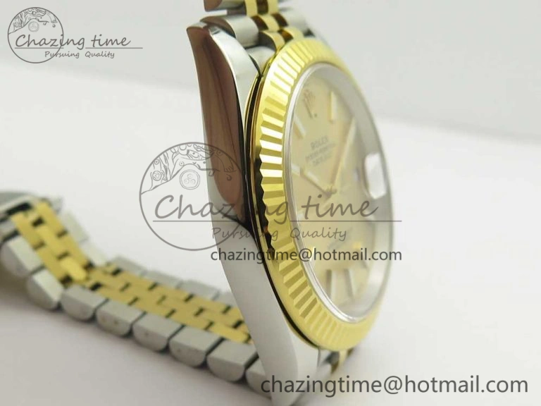 DateJust 41 126334 904L SS YG DJF 1:1 Best Edition Gold Dial Sticks Markers on SS YG Jubilee Bracelet A2824